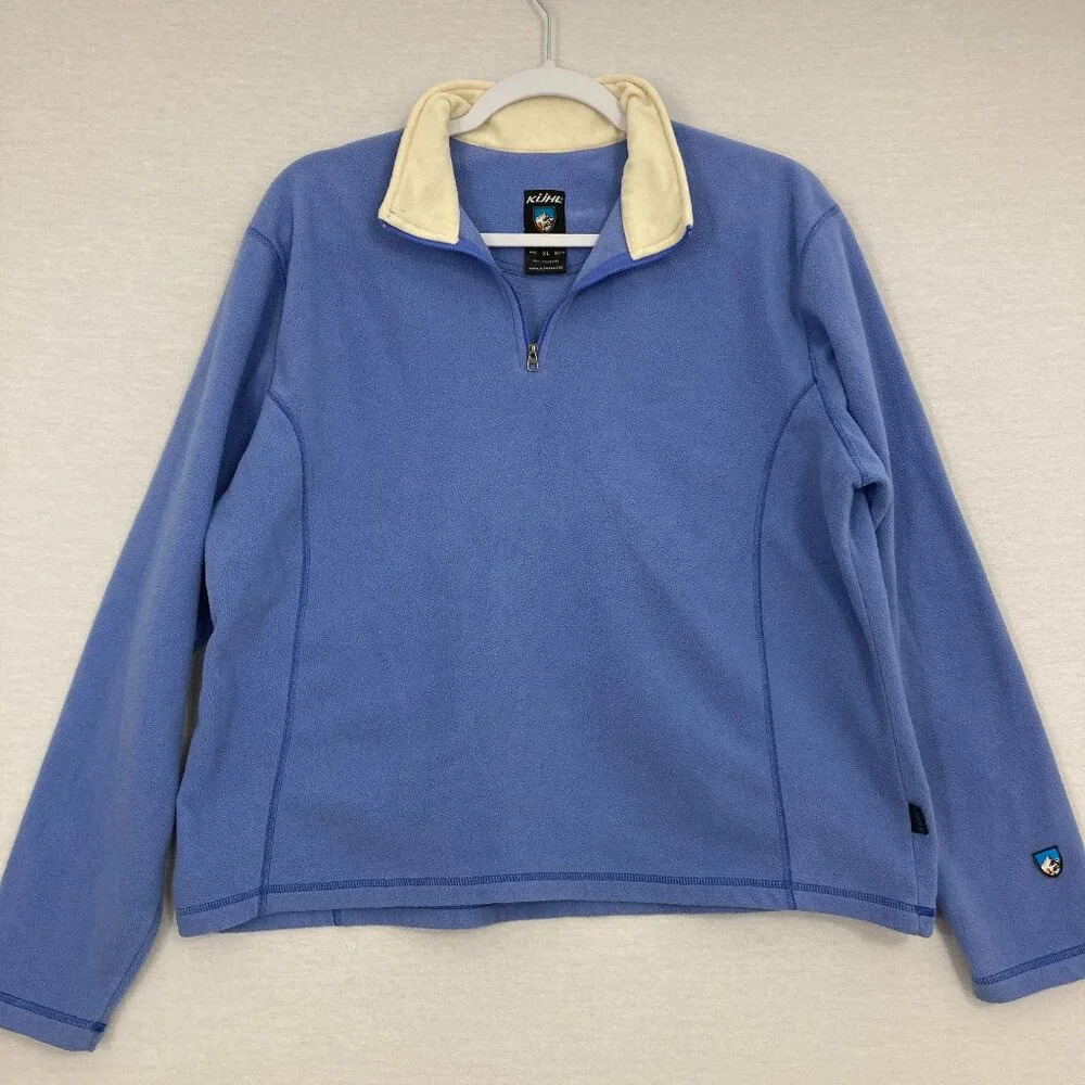 Kuhl Women's Micro-Chamois Fleece Quarter Zip Pullover Long Sleeve Top Blue XL